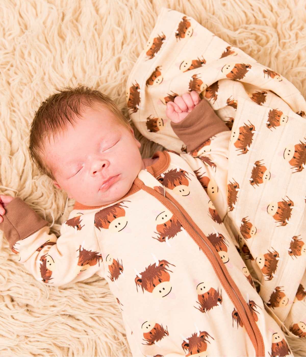 Neutral Highland Cow Muslin Squares