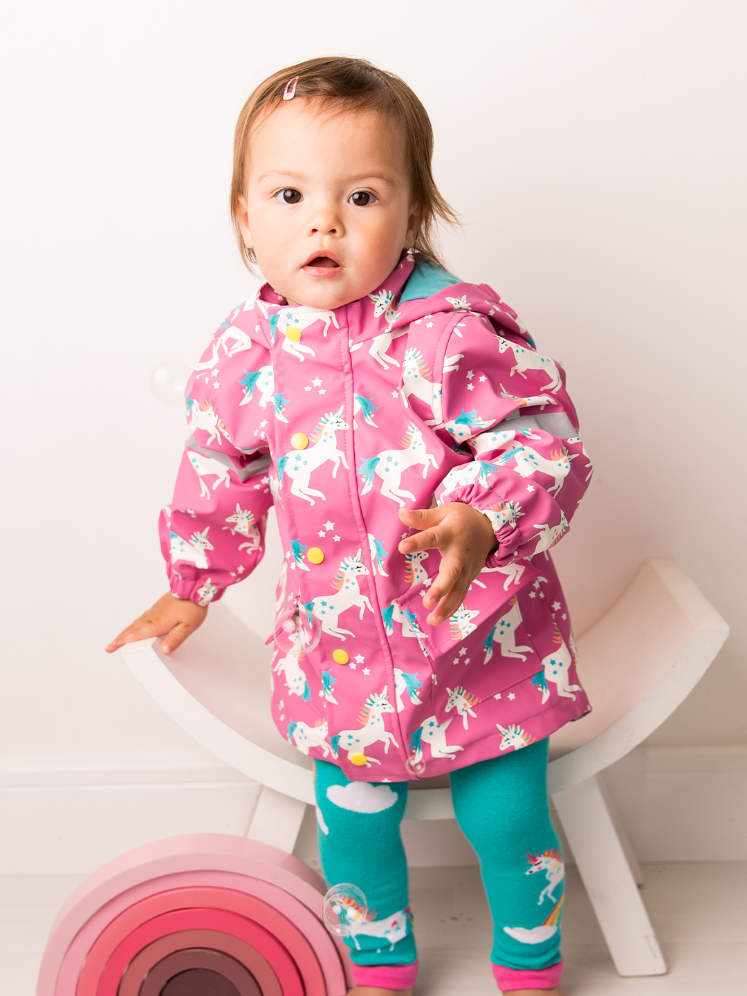 Flying Unicorn Colour Changing Raincoat Blade & Rose