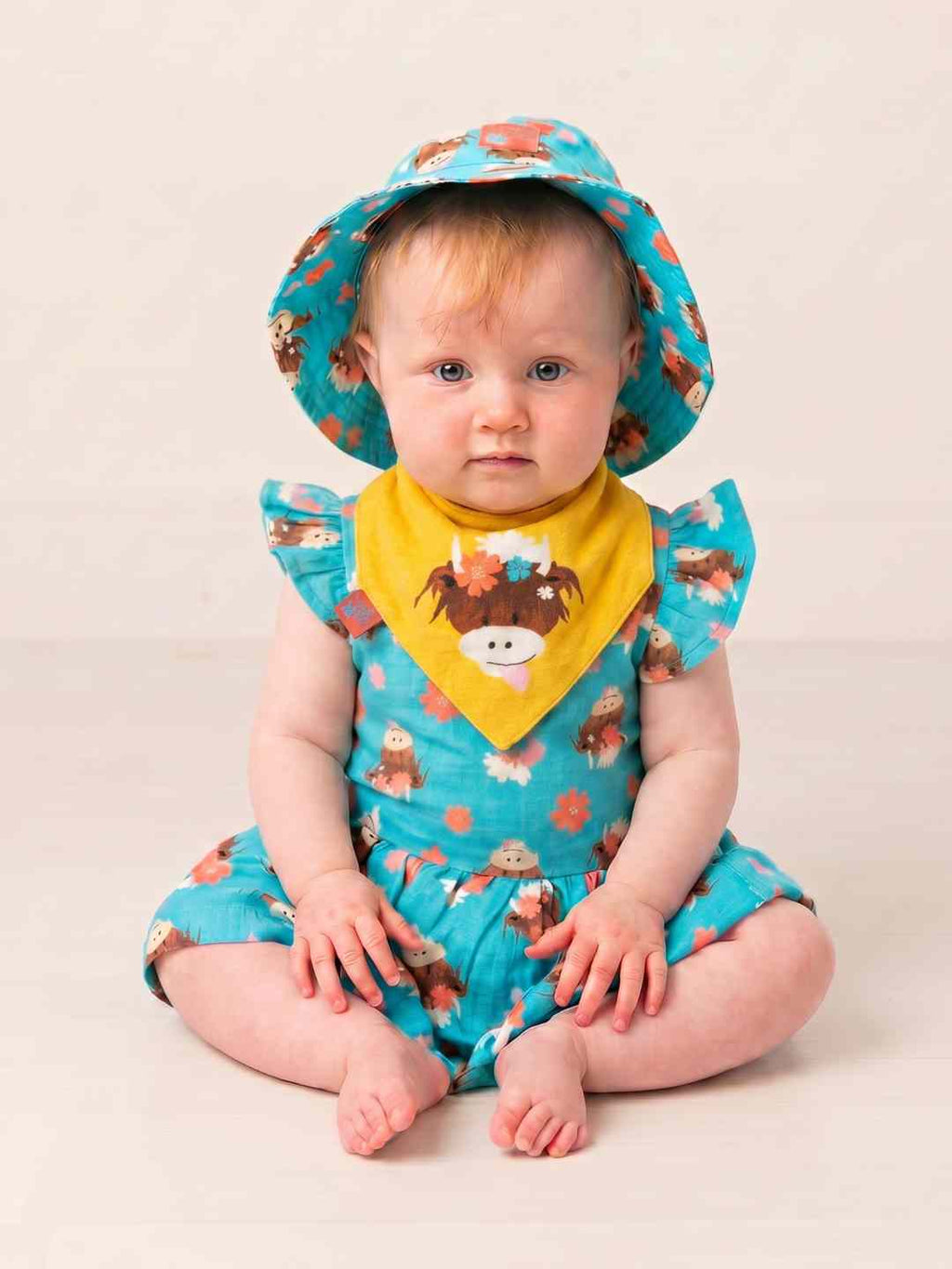 Bonnie Highland Cow Yellow Muslin Bib