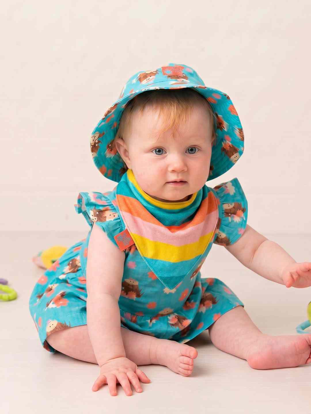 Bonnie Highland Cow Striped Muslin Bib