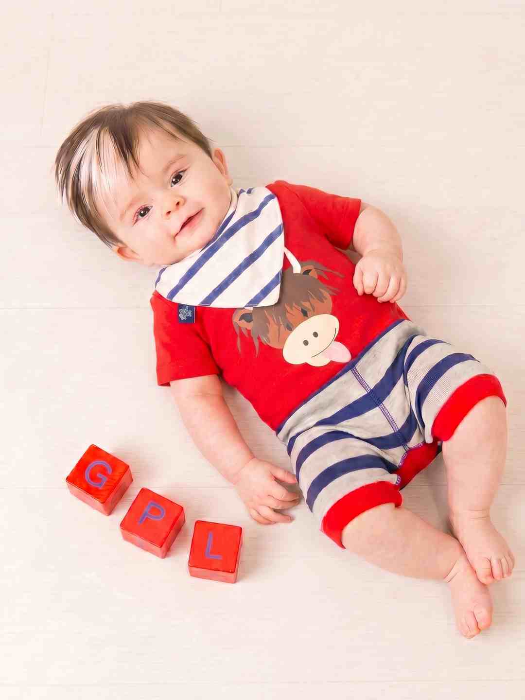 Hamish Highland Cow Muslin Striped Bib